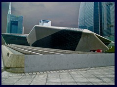 Guangzhou Opera in Zhujiang New Town was designed by Zaha Hadid and was completed in 2010. It is one of the 3 biggest theaters in China. It costed 1.38 billion yuan to construct and has a seating capacity of 1804.